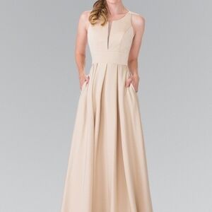 CHAMPAGNE NEW PROM PARTY FORMAL EVENING WEDDING LONG GOWN DRESS GLS2365